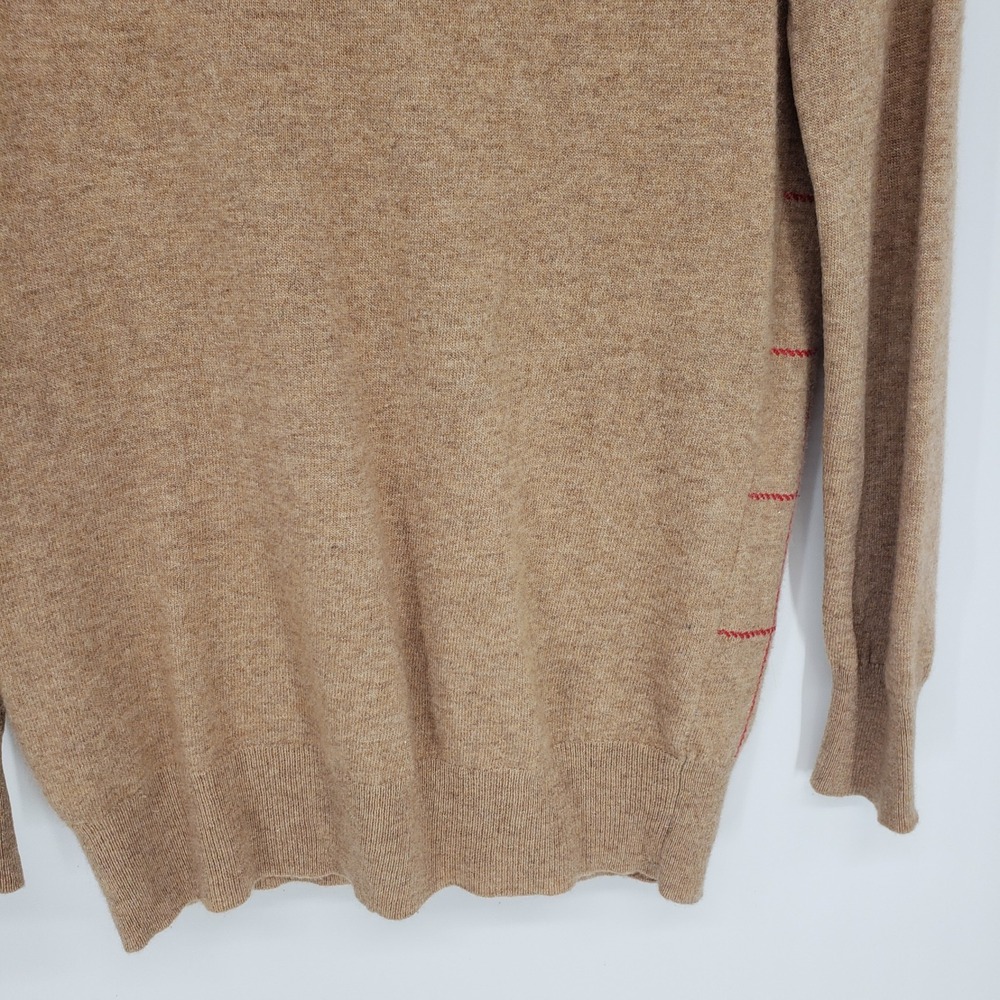 J Crew Windowpane Plaid Cardigan Sweater Womens S Camel Tan Wool Cashmere V-Neck - Picture 7 of 8